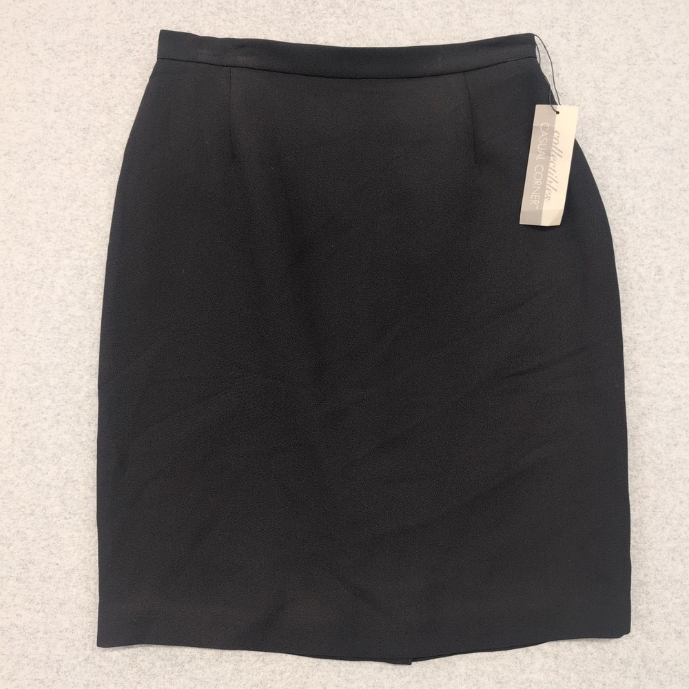 Casual Corner Collectibles Black Pencil Skirt Size 6 Button Zip Back NWT - Picture 1 of 5